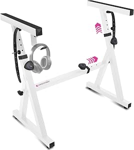 Support de Clavier de Piano Liquid Stands - Support de Musique Ajustable et Portable en Style Z pour Enfants et Adultes - Convient aux Pianos Électriques de 54 à 88 Touches - Support de Clavier Musical Robuste (Blanc)