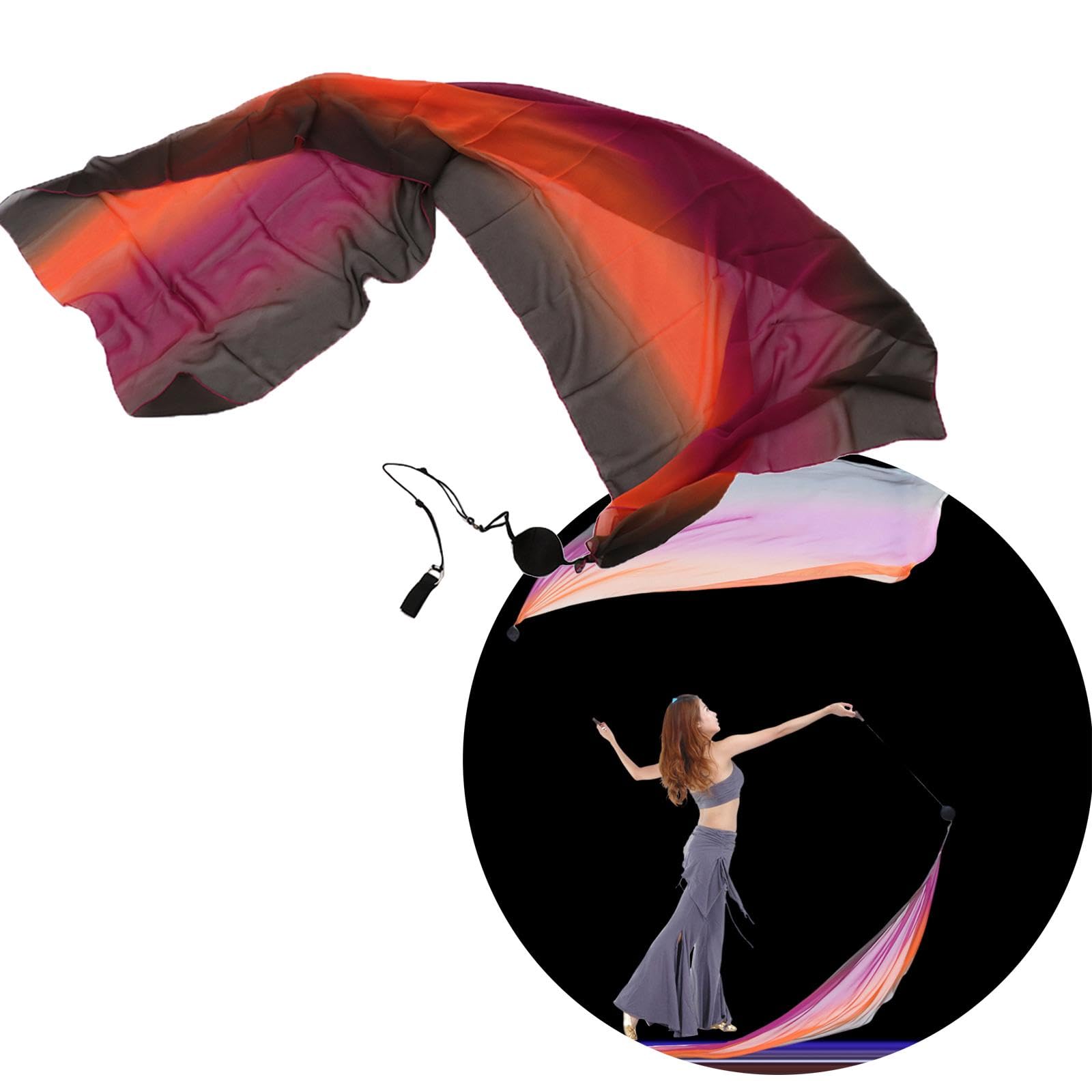 Dance Silk Streamer Poi Throw Ball Set – Belly Dance Accessory With Adjustable Rope, Imitation Silk Scarf