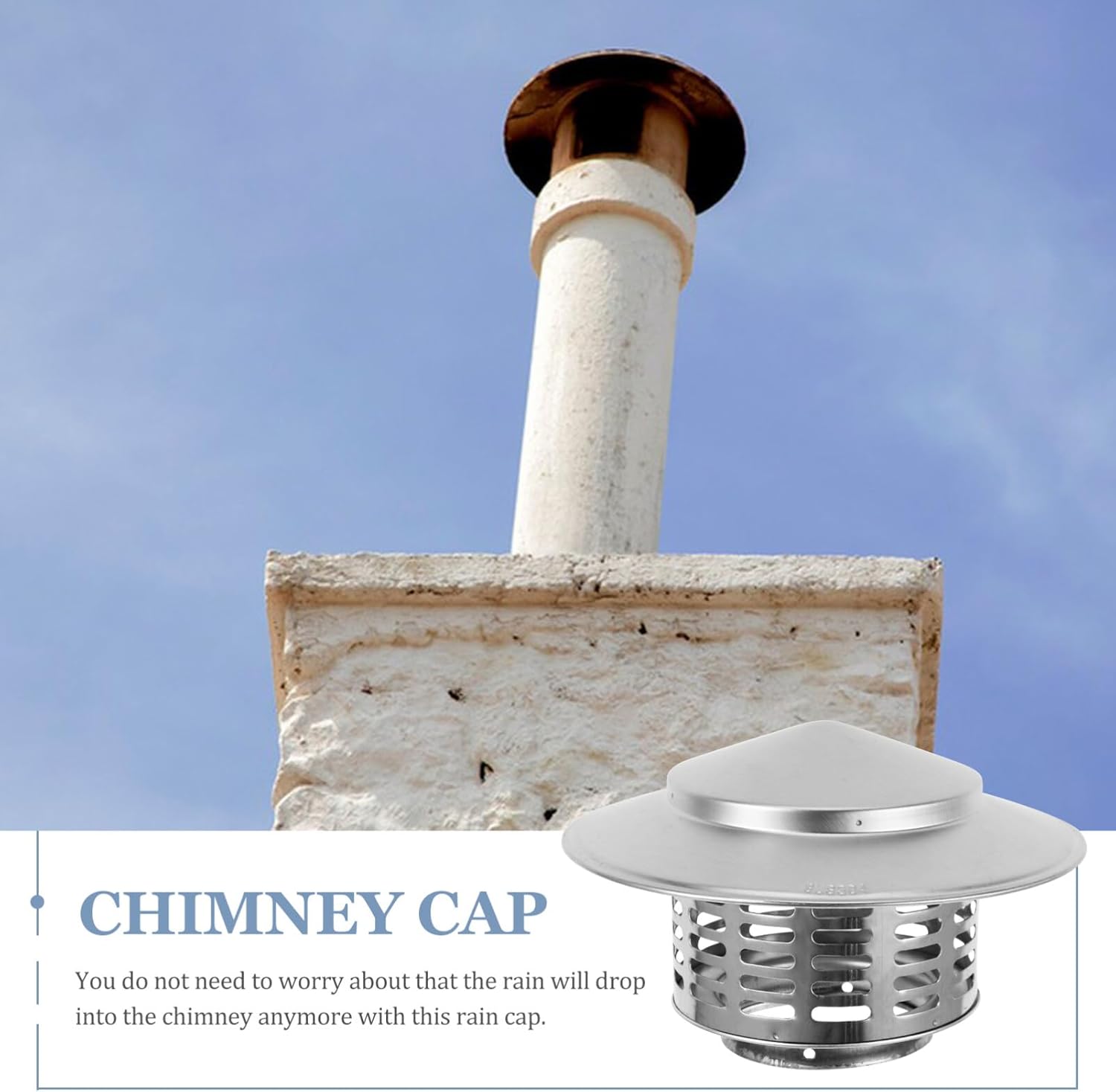 Stainless Steel Chimney Cap Round Roof Rain Cap Chimney Fireplace Cover Chimney Flue Cover Roof Vent Cap for Insulation Vent Cover Outside