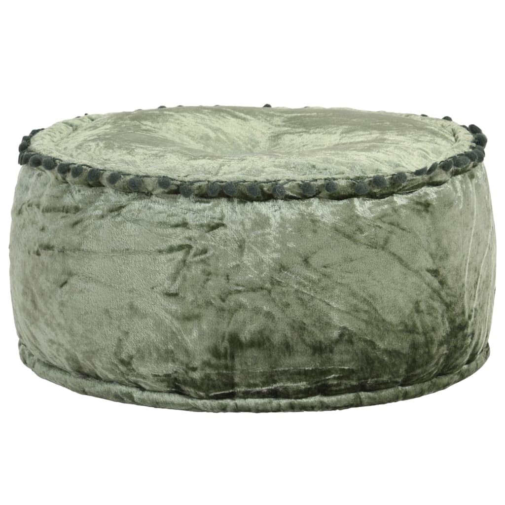 Pouf rond en velours vert 40x20 cm avec rembourrage dense