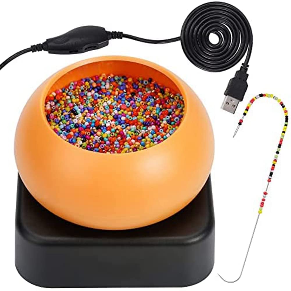 CTRLZS Electric Beading Spinner, Adjustable Speed Bead Loader, Bead Loader Bowl with Electric Base, Needles for DIY Jewelry