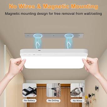 Toowell LED Ceiling Light Motion Sensor Cordless Bathroom Ceiling Lamp [Energy Class A]