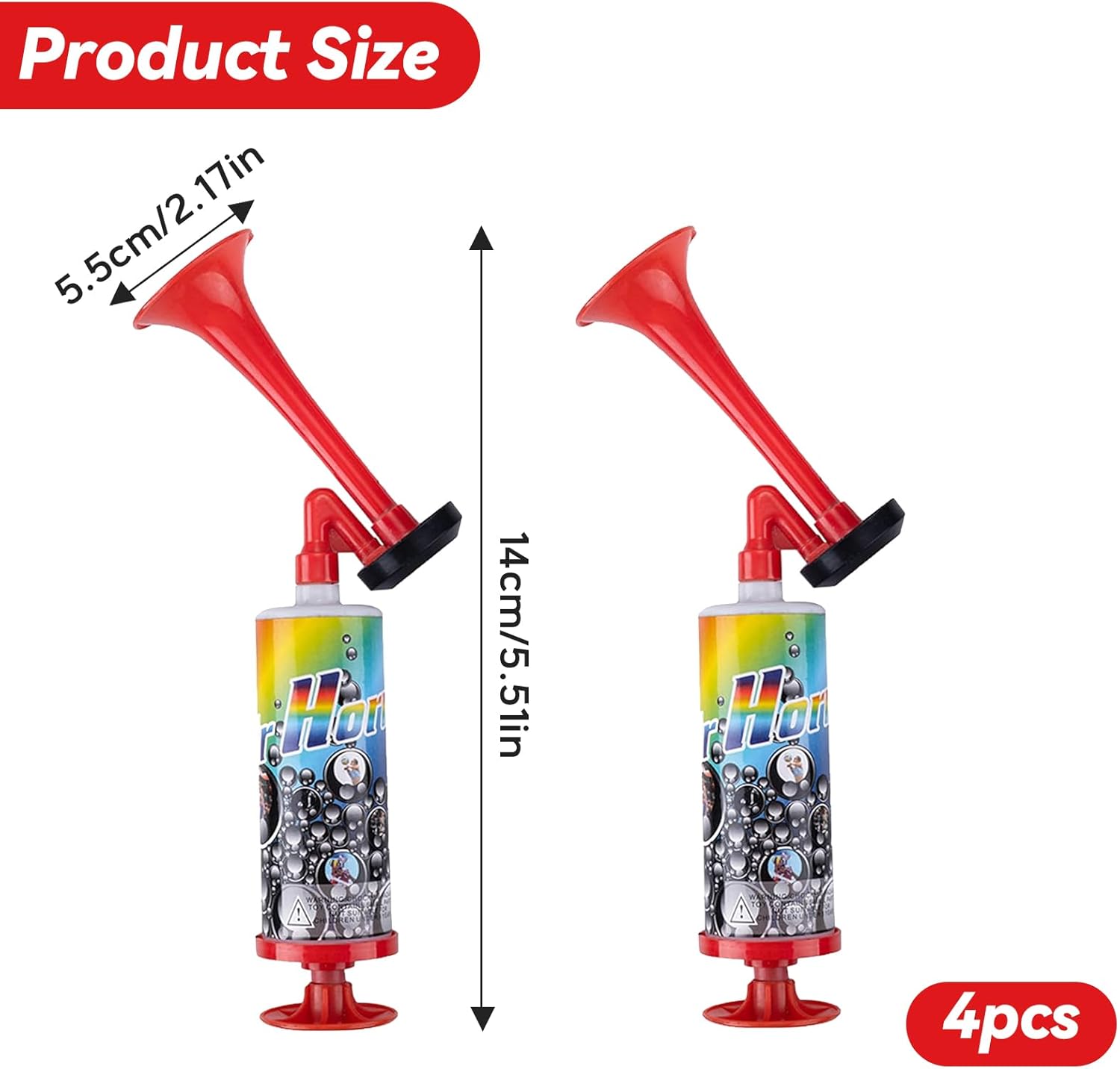 Super Loud Hand Mist Horn, Portable Air Stand Trumpet, Reusable Drum Supporter, Portable Musical Horn for World Cup Football Match and Party (Red)