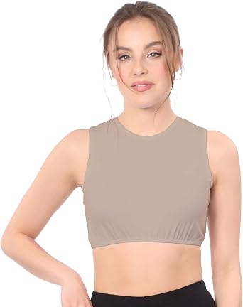 Kosher Casual Modest High Neck Cropped Tank Layering Shell Modesty Panel for Women Crop Tank for Low-Cut Dresses & Tops
