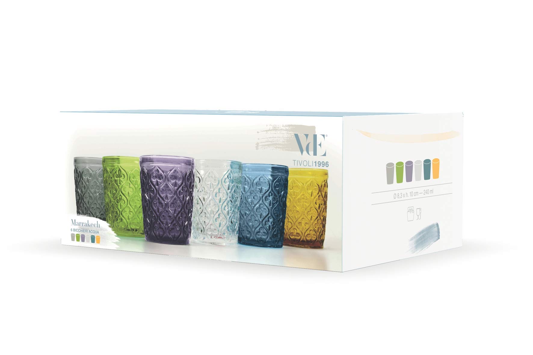 Marrakech set 6 Bicchieri Acqua Multicolor