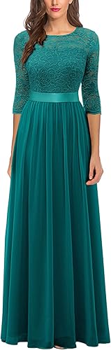 Miniatura 4 de BeryLove Vestido de graduación para mujer elegante de manga larga formal vintage cóctel fiesta maxi vestido