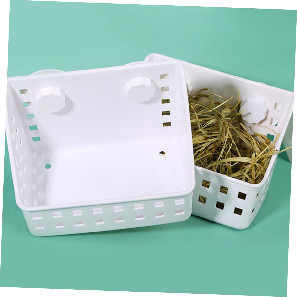 Râtelier à Foin pour Lapin à Fixation, Lot de 2, Plastique Blanc
