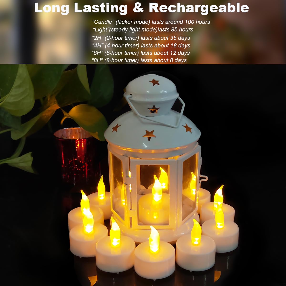 12 candele ricaricabili a LED, ricaricabili, con telecomando e timer, con cavo di ricarica USB a 6 porte, candele a LED, per matrimoni, feste, Halloween, colore giallo caldo
