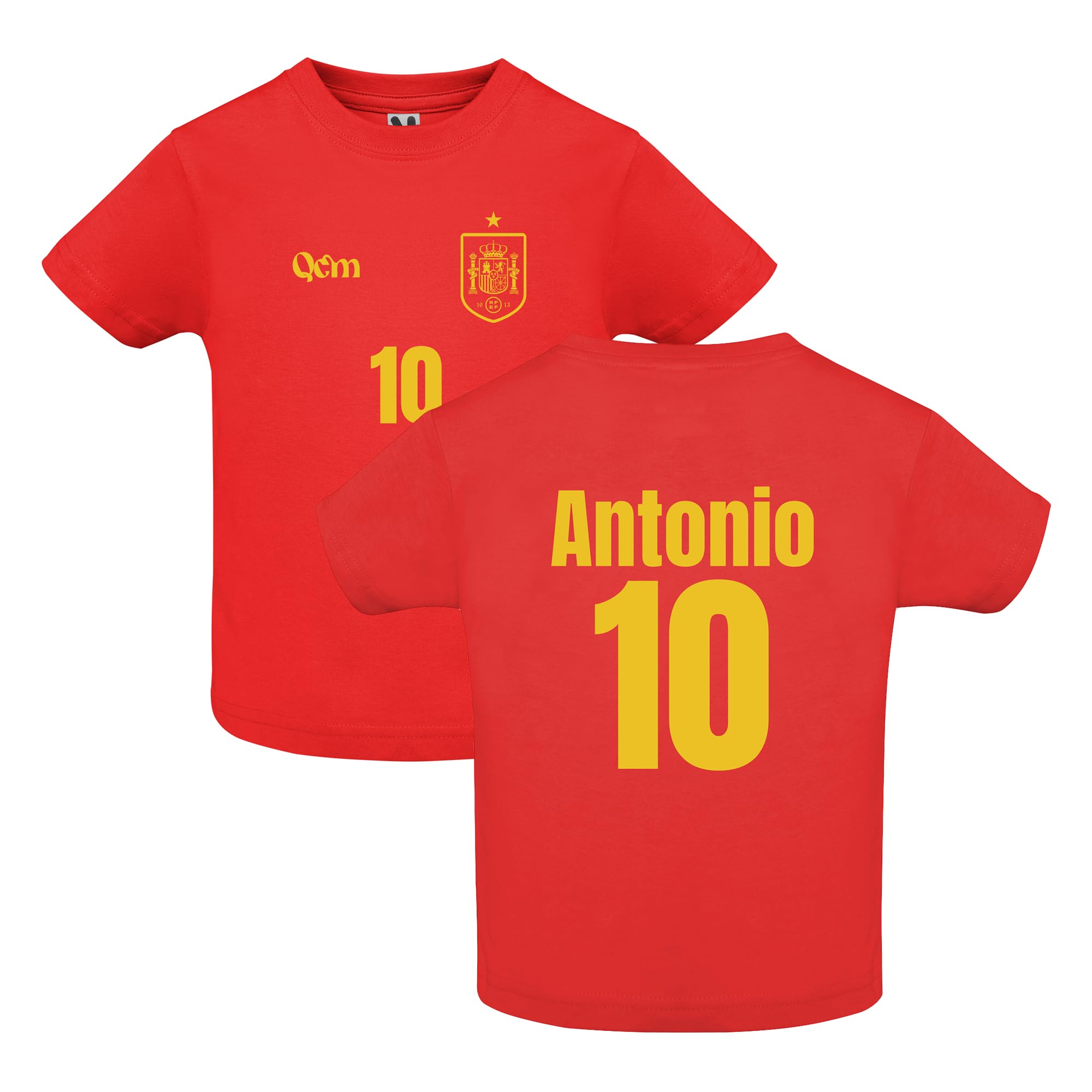 Camiseta Fútbol España Bebé Personalizada Nombre Número Escudo