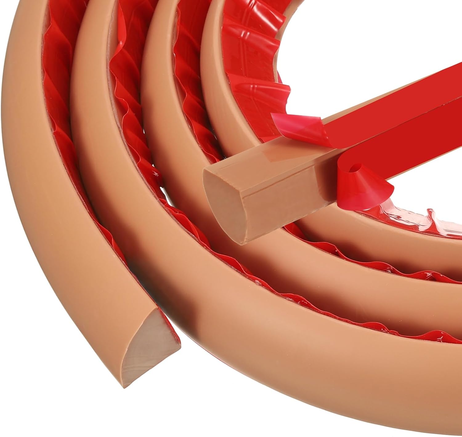 Flexible Quarter Round Molding 118 Inch Self-Adhesive Bathtub Trim Molding Peel and Stick Rubber Quarter Round Trim for Floor/TubWall Edge Corner/Stairs/Columns [Brown,0.7In]