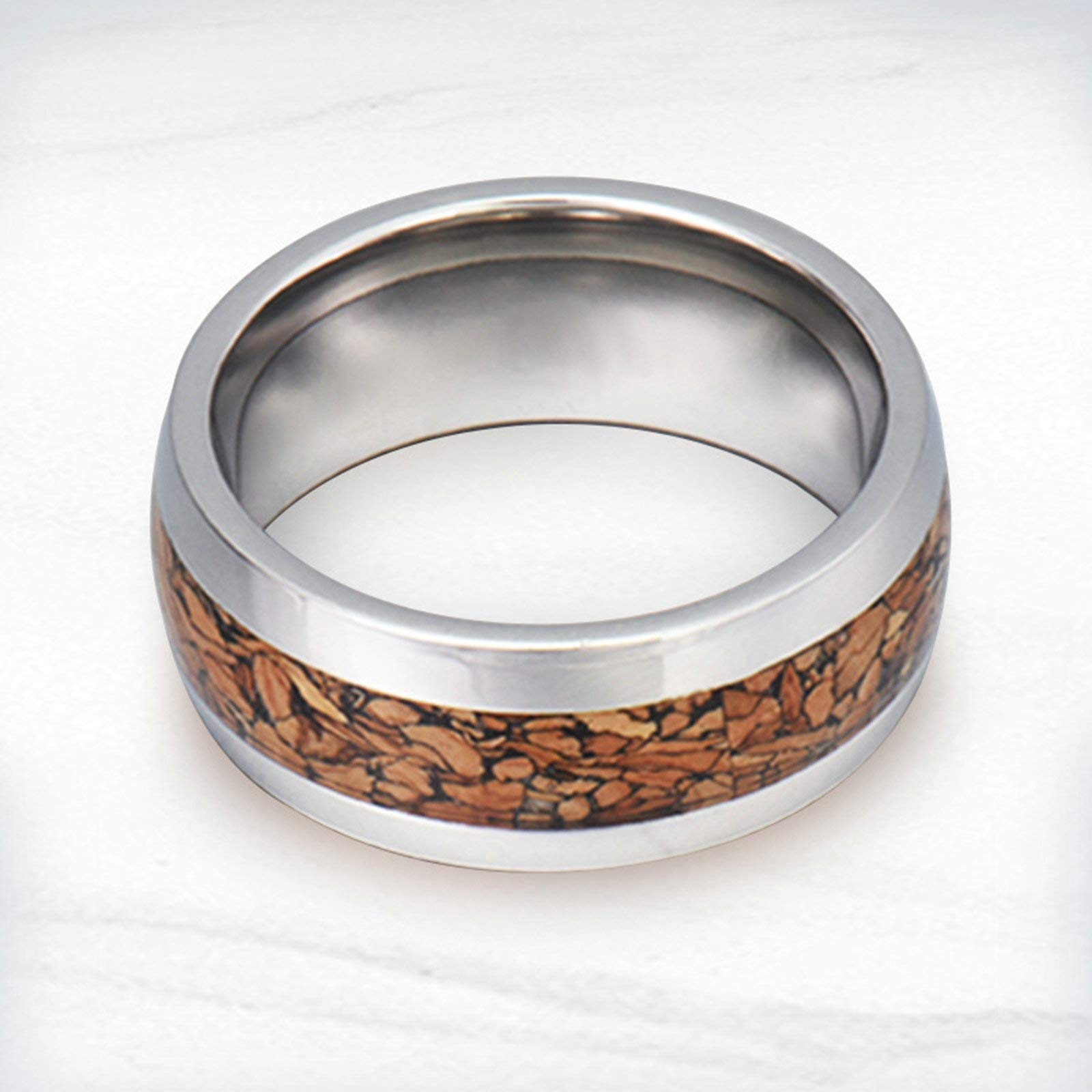 Aeici Anello Inciso Personalizzato Uomo Donna, Anello Uomo Inciso Argento Tungsteno 8mm Anello in Argento intarsio Legno Donna Misura 25 & Uomo Misura 15