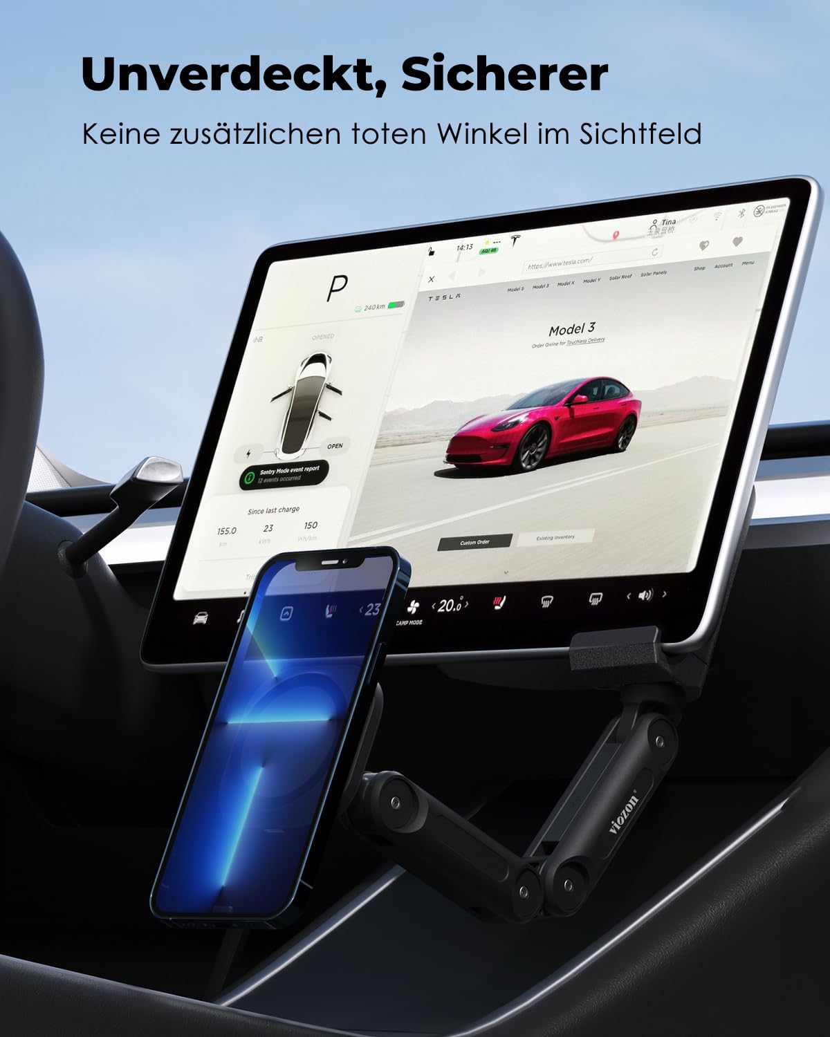Support Téléphone Magnétique ANKEWAY Pour Tesla Model 3/Y/X/S - Compatible Magsafe, Fixation écran Sans Adhésif