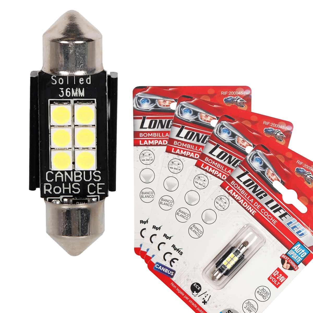 1 NEW lampadina LED SILURO 36mm Luci 100% CANBUS NO ERROR 6500K 12v smd C5W-C10W 1 NEW lampadina LED SILURO 36mm Luci 100% CANBUS NO ERROR 6500K 12v smd C5W-C10W