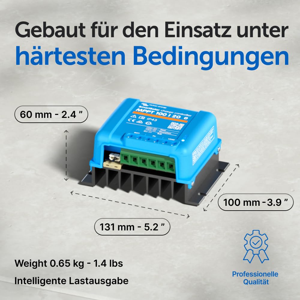 Victron Energy SmartSolar MPPT Laderegler 100/20-48 12V 24V 48V 20A Solarladeregler Bluetooth integriert SCC110020160R