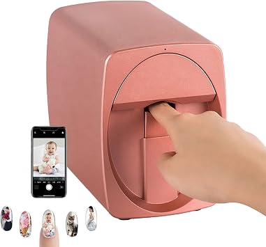 Digital Mobile Nail Art Printer, 3D Automatic Nail Printer Machine, Support Custom Patterns, Mini Portable Nail Painting Machine, for Home Usage Nail Salon Nail Lovers,Rosegold