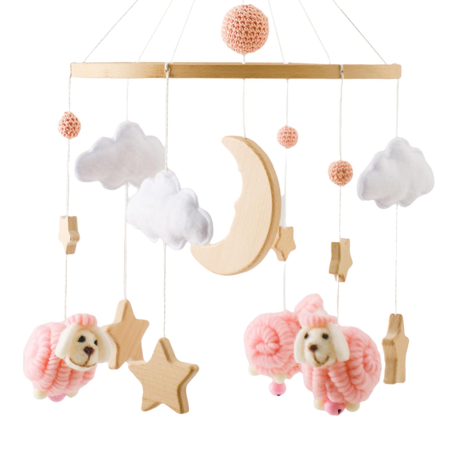 Giostrine per Culla, Sonagli, Giocattoli per Culla, Ornamenti in Feltro, Decorazioni da Appendere per Neonati, Rosa