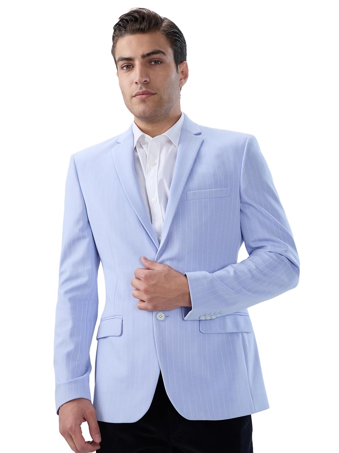 park avenue Active Fit Medium Blue Blazer for Men-picture-24