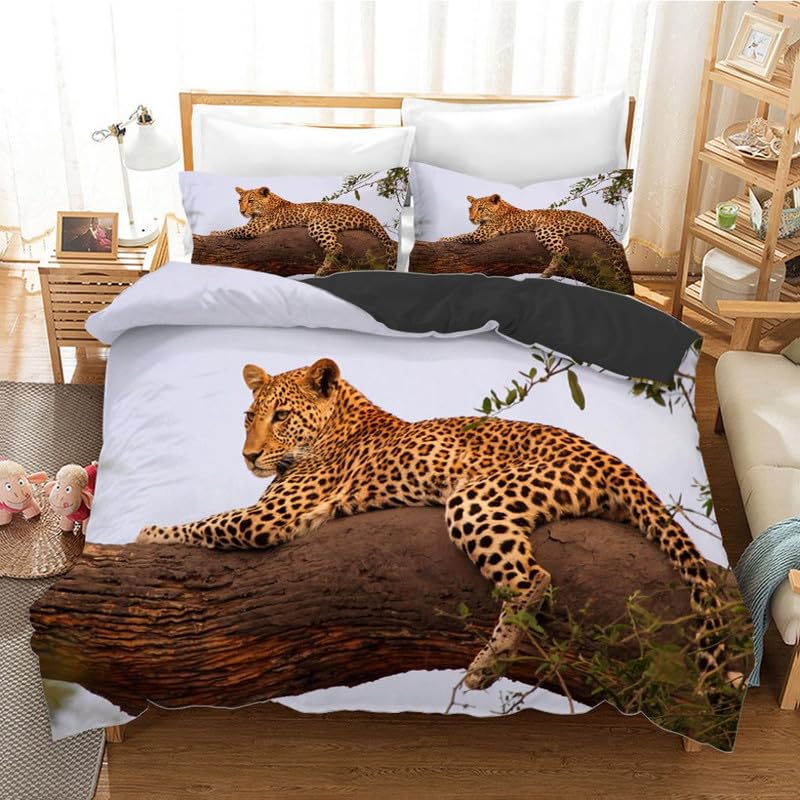 Funda nórdica cama 150 leopardo blanco juego de cama 220x240 con microfibra 110g/㎡ 1