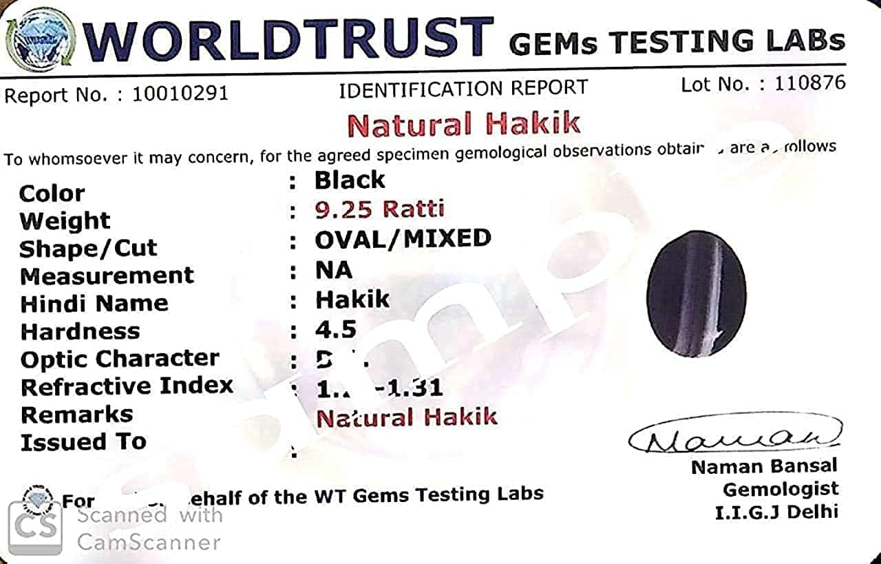 Natural 12.50 Ratti / 11.38 Caret Certified Original Black Sulemani Hakik Precious Gemstone Silver Plated Adjustable Ring For Men Or Women's Ring Size 16 To 24