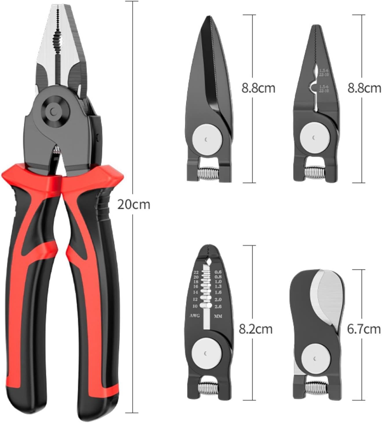 FLZOSPER Multifunctional Pliers - 5 in 1 All Purpose Heavy Duty Tool Kit, Durable Dual-Color PVC Handle Pliers