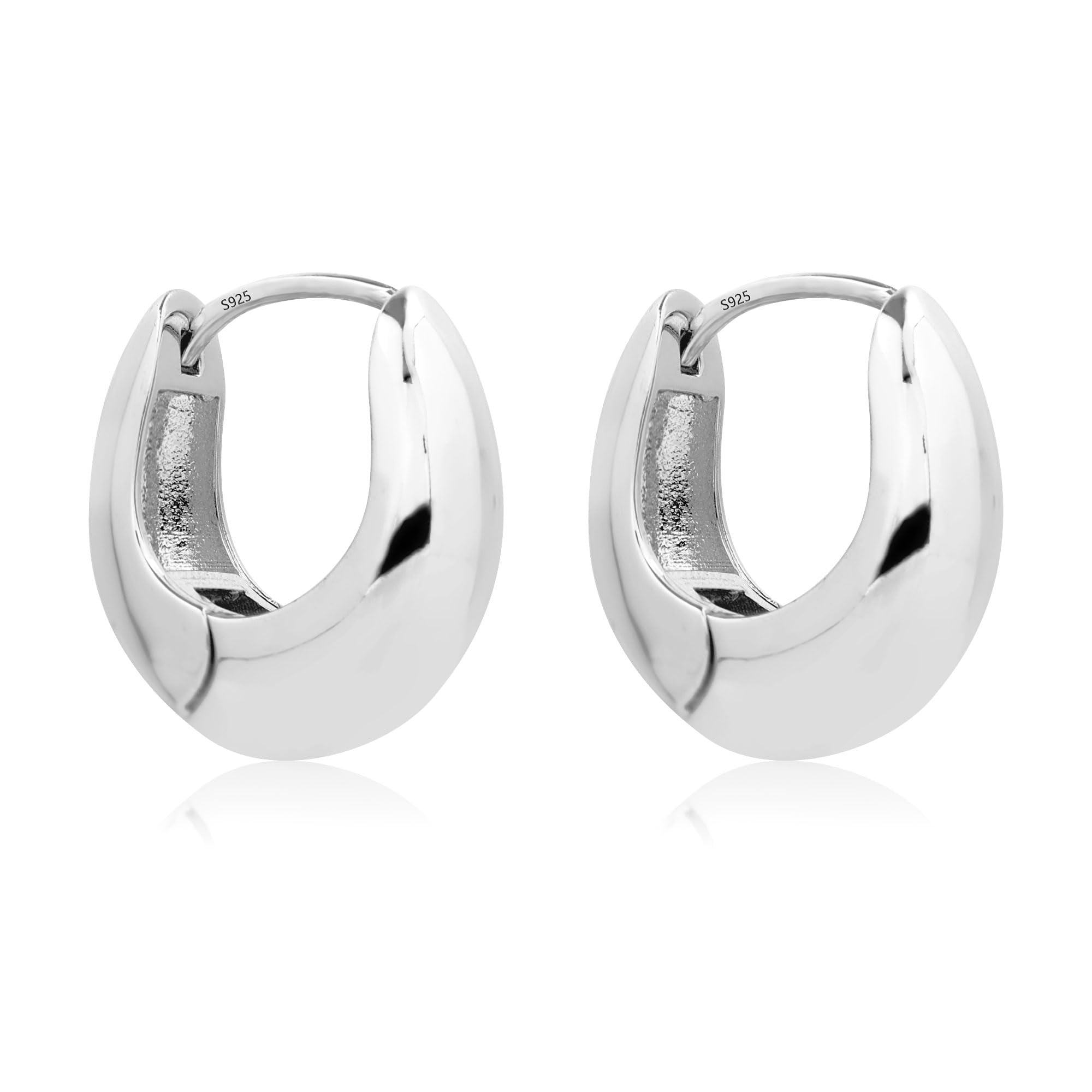 ASH'S CHOICEPendientes de aro de plata 925 pequeños para mujer, de plata 925, pendientes gruesos pequeños de oro de 14 quilates, gruesos, cartílagos, aros Huggie, pendientes de aro pequeños, ligeros y anchos,