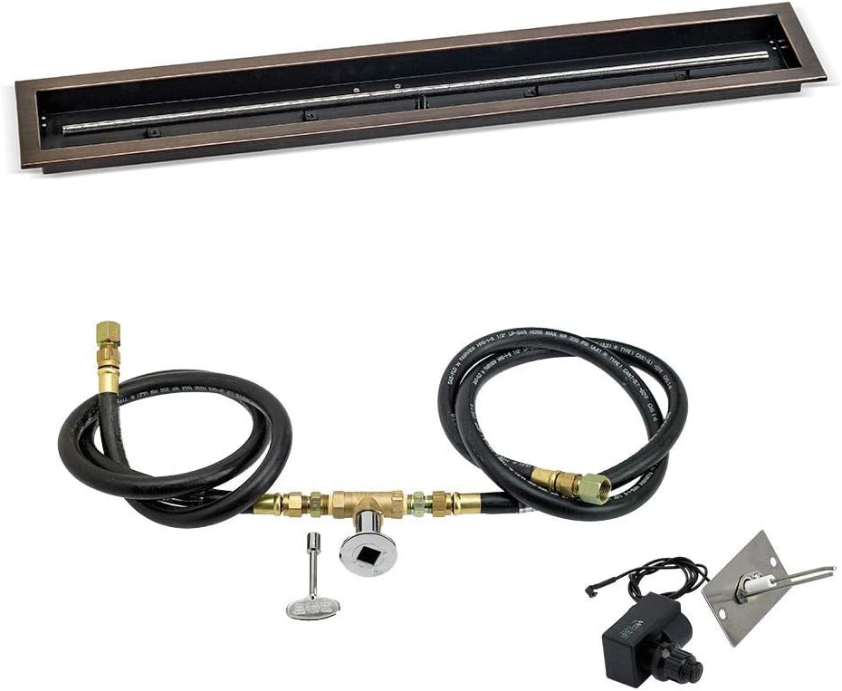 48"x 6" Linear Channel Oil Rubbed Bronze Drop-in Pan with Spark Ignition Kit - Natural Gas
