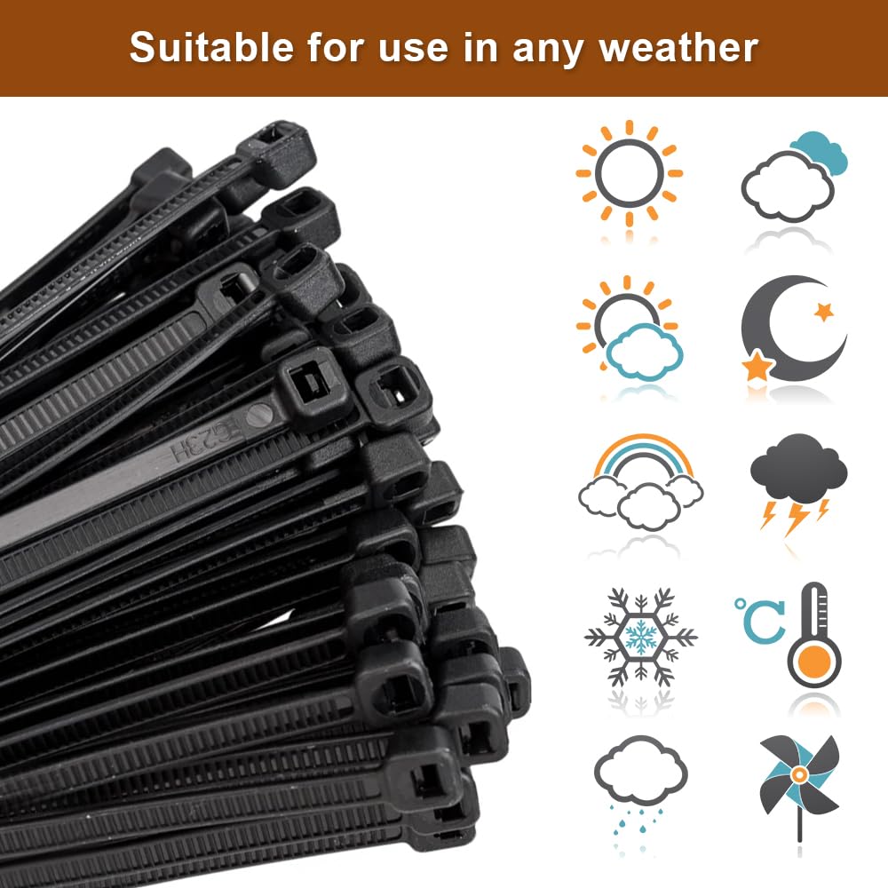 AIPERQ 100 Pezzi Fascette Per Cavi Lunghe - 350 Mm X 8 Mm - Resistenti Ai Raggi UV - Resistenza