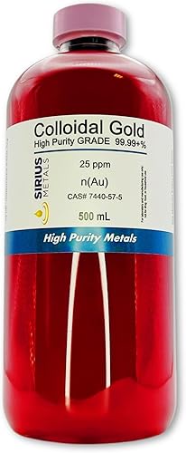 Oro coloidal verdadero – 25 ppm – 99.99+% pureza – 16.9 fl oz (16.9 fl oz) en botella de plástico transparente sin BPA – Fabricado en Estados Unidos