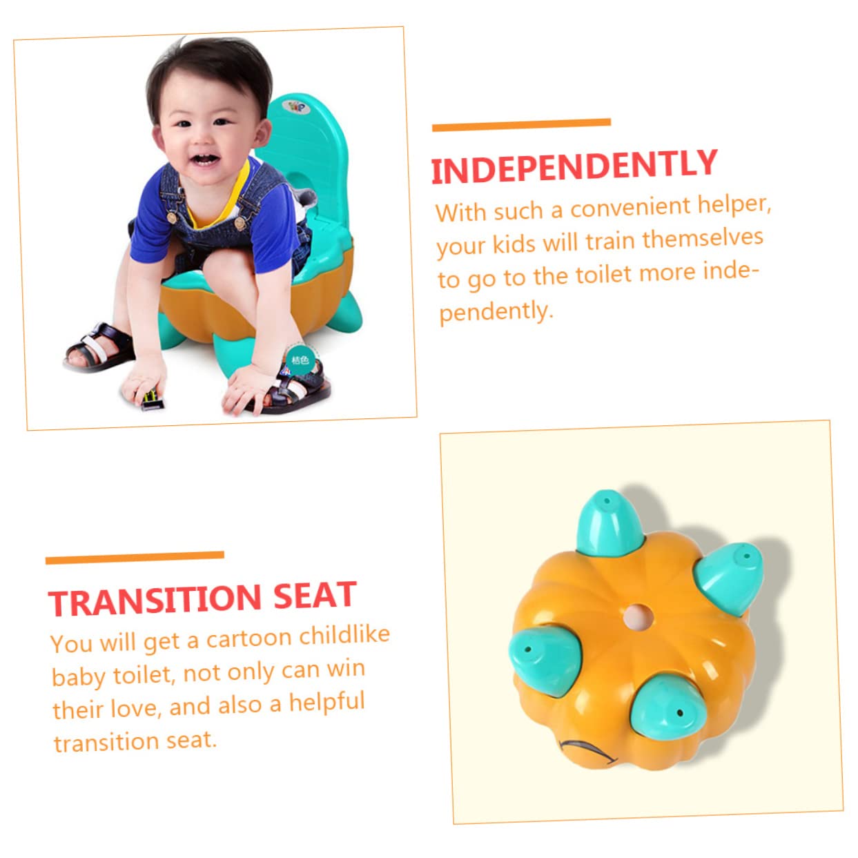 Vaguelly Asiento De Entrenamiento Para Bebés Forma De Calabaza Reversible Fácil De Limpiar Para Baños Habitaciones Infantiles y Salones