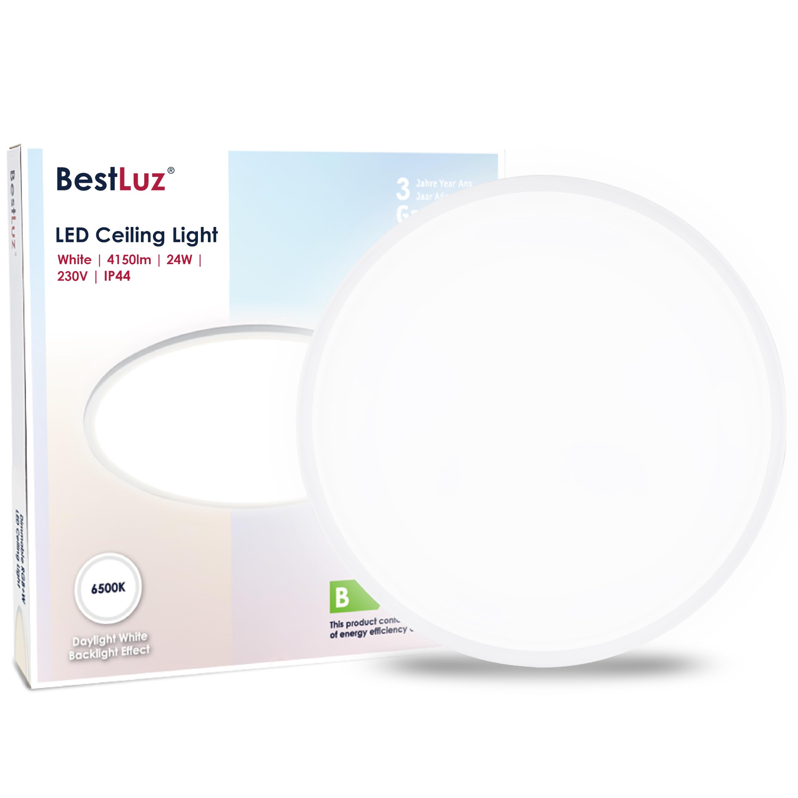 BestLuz Deckenlampe LED Deckenleuchte Rund 42 cm, 24W 4150LM, 6500K