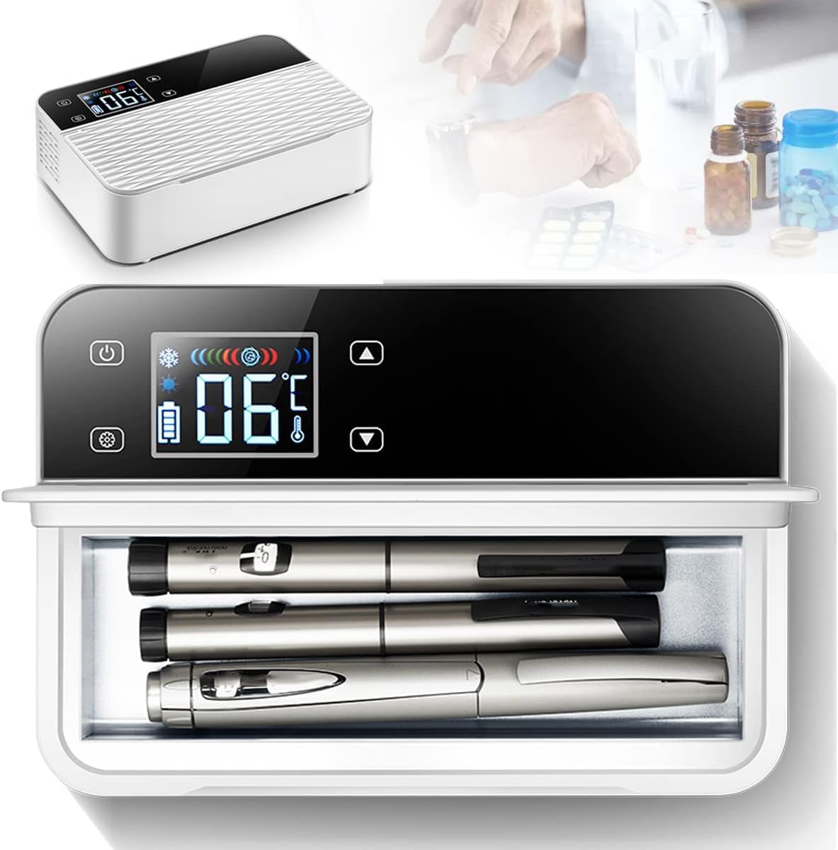 Mini USB Insulin cooler travel case with Battery,insulin pen travel cooler,Diabetic Box Portable cooler box include Rechargeable Battery Mini Fridge Refrigerator