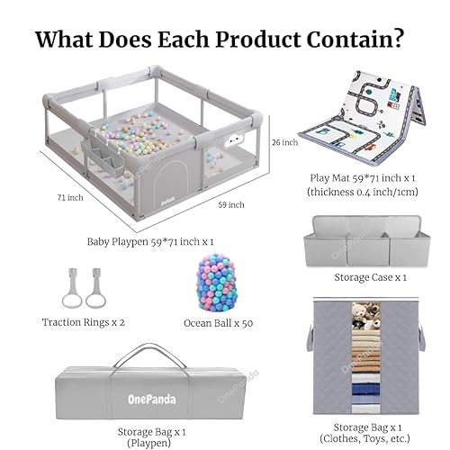 Miniatura 11 de Corralito grande para bebés con alfombra, 71 x 59 pulgadas con esponja gruesa anticolisión para bebés y niños pequeños, con bolas oceánicas, puerta,