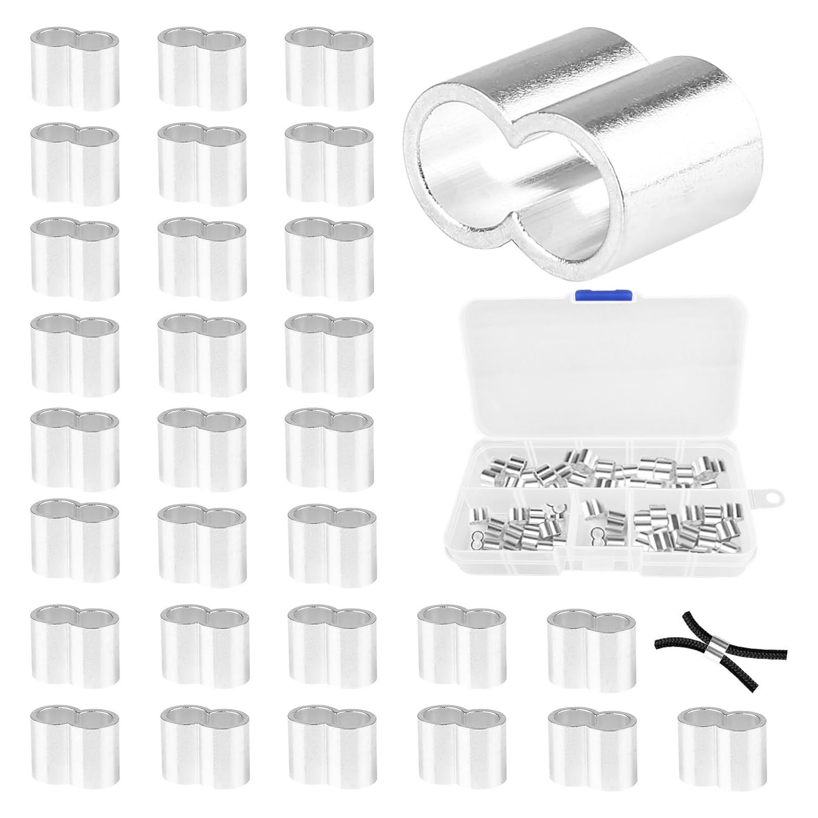 100 Stück Gummiseil-Klemmen (Hog-Ringe) Für 4–6 Mm Bungee-Seile | Stahlklemmen Zum Crimpen