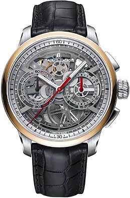 MAURICE LACROIX Masterpiece Squelette Chronograph Automatic Mens Watch with Brown Leather Strap MP6028-PS101-090