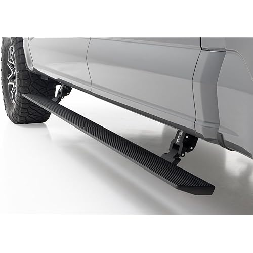 Rough Country Power Running Boards with LED Step Lights for Ford F150 Lightning/250/350/Raptor Super Cab (2015-2025) - Dual Motor Electric Powerstep Board & Retractable Truck Steps