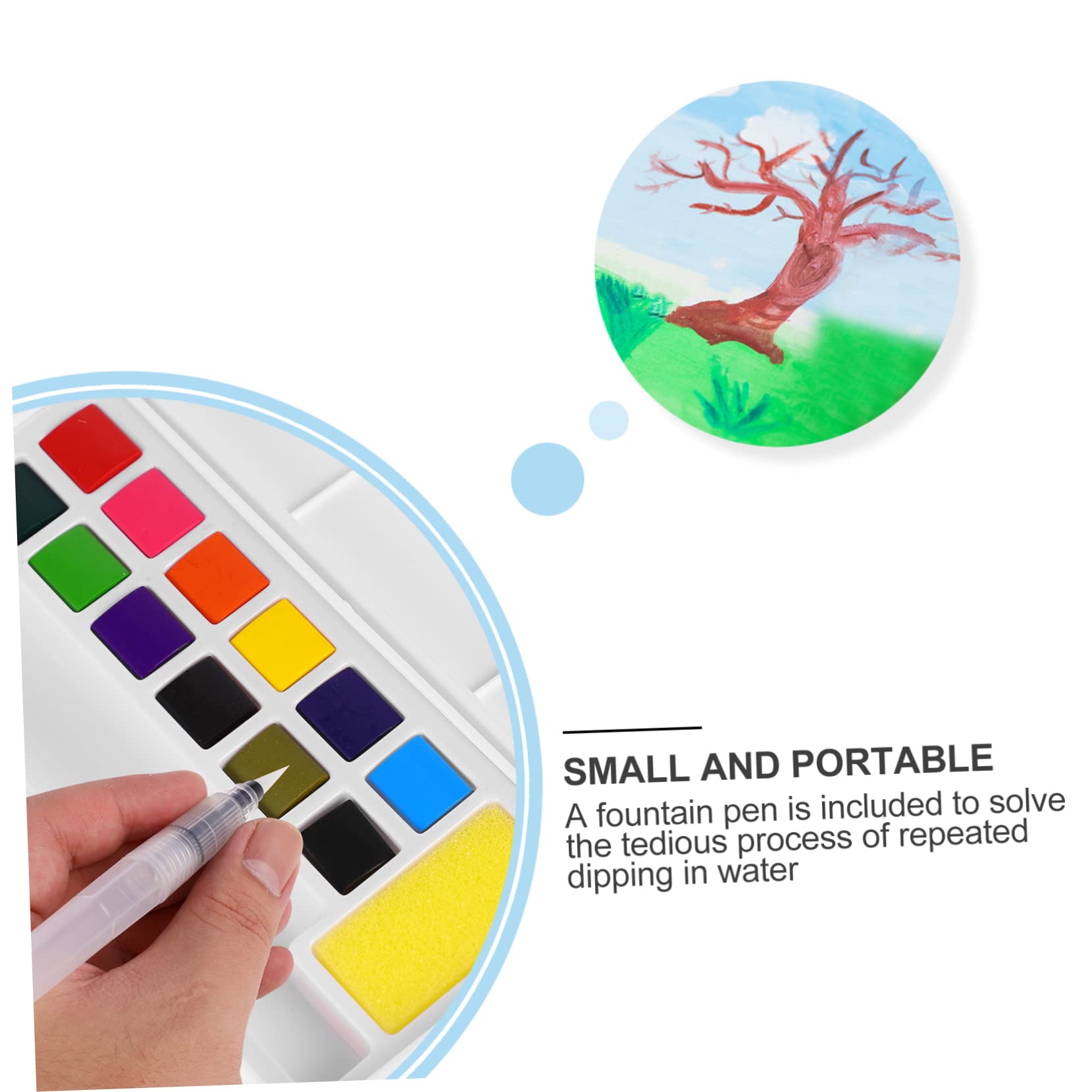 SEWACC 3juegos De Acuarelas Sólidas Con Caja Portátil y Accesorios Para Pintura Para Estudiantes Artistas y Creativos