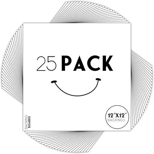 Golden State Art, Paquete de 25 tableros de respaldo blanco brillante de 12 x 12 pulgadas para marcos, fotos, fotos y más