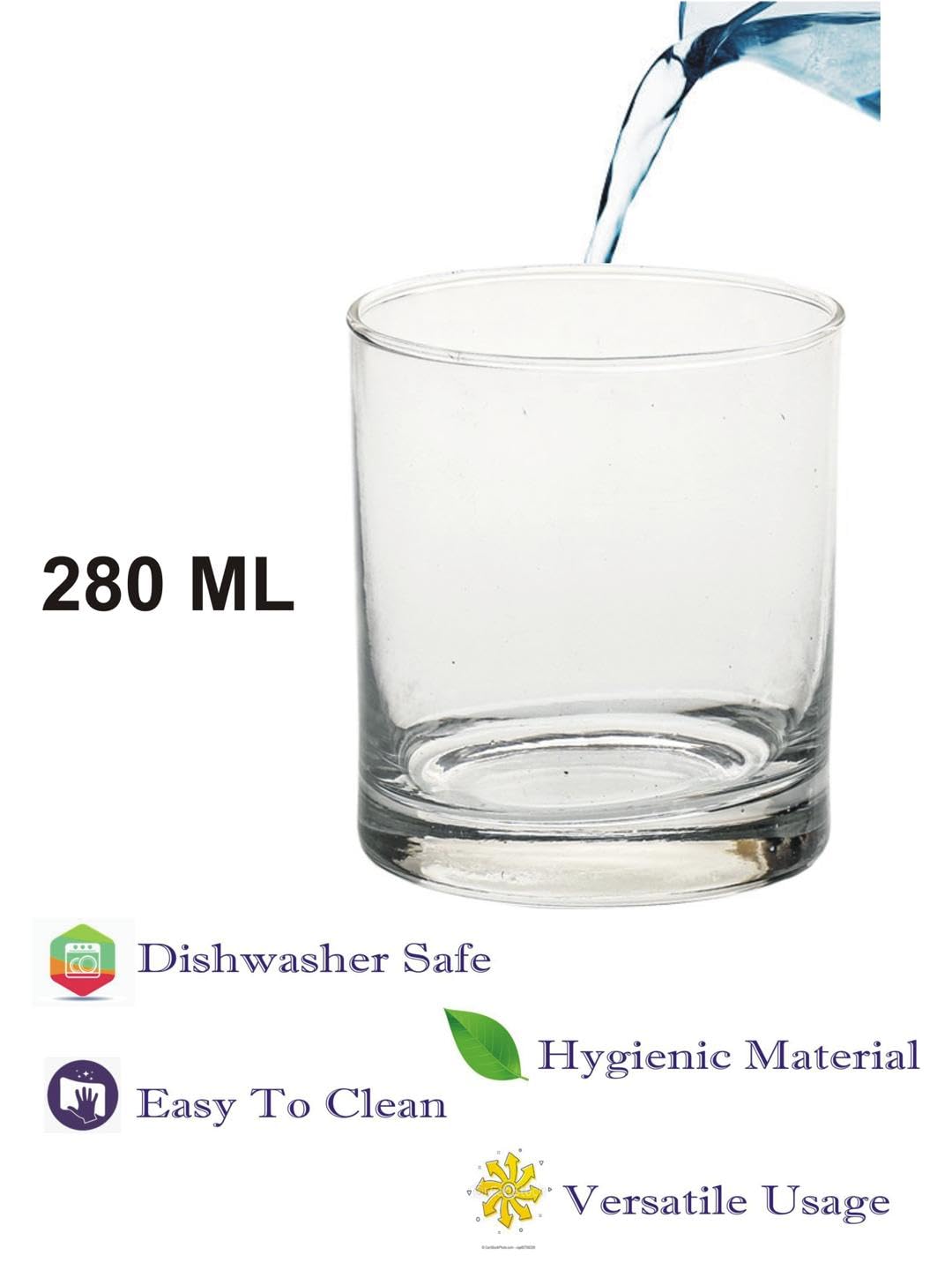AFAST Party Perfect Glasses for Water, Juice, Cocktails, Smoothies and Other Drinking Beverages, Glass, Transparent, Pack of 10, 8 X 8 X 9 CM 3