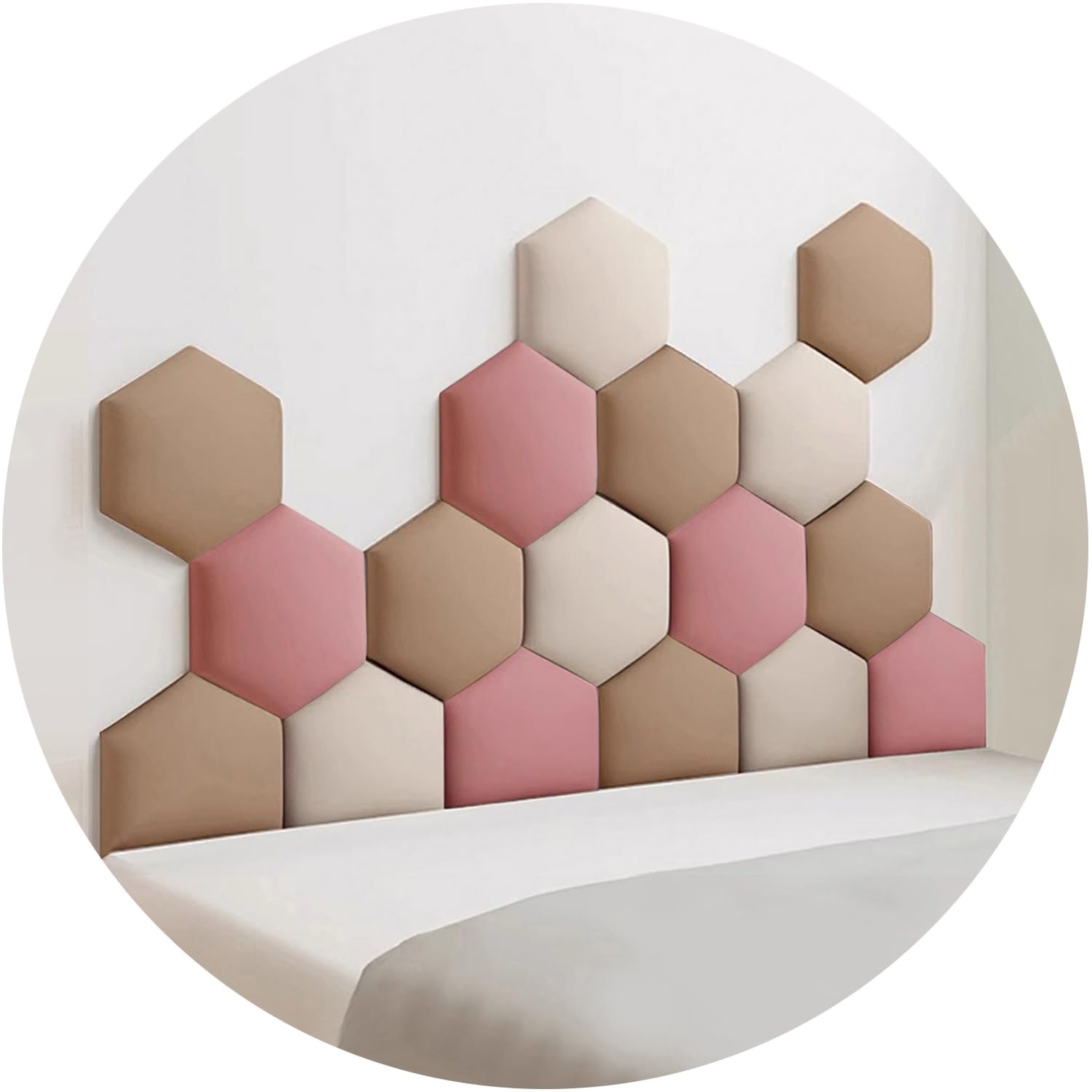 Cojines de pared hexagonales autoadhesivos y paneles de tela 3D para cabeceros acolchados