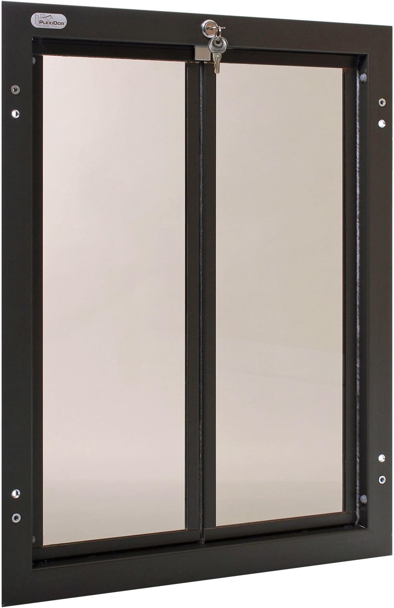 Performance Door Mount Pet Doors - with Lock and Key - Energy Efficient Two Panel - Bronze