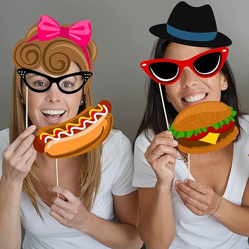 Miniatura 7 de Accesorios para cabina de fotos de los años 50, 41 accesorios para cabina de fotos de los años 50, decoraciones de fiesta de Tvorvik 50,