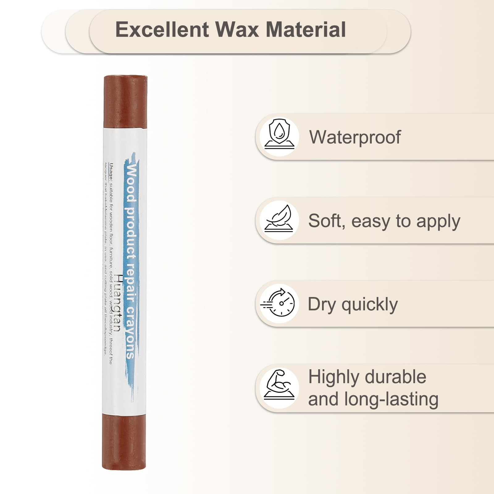 PATIKIL Furniture Repair Crayons, 4 Pcs Wax Wood Filler Sticks Wood Wax Crayons for Scratches Wood Floor Holes Tables Yellow Sandalwood - Image 3