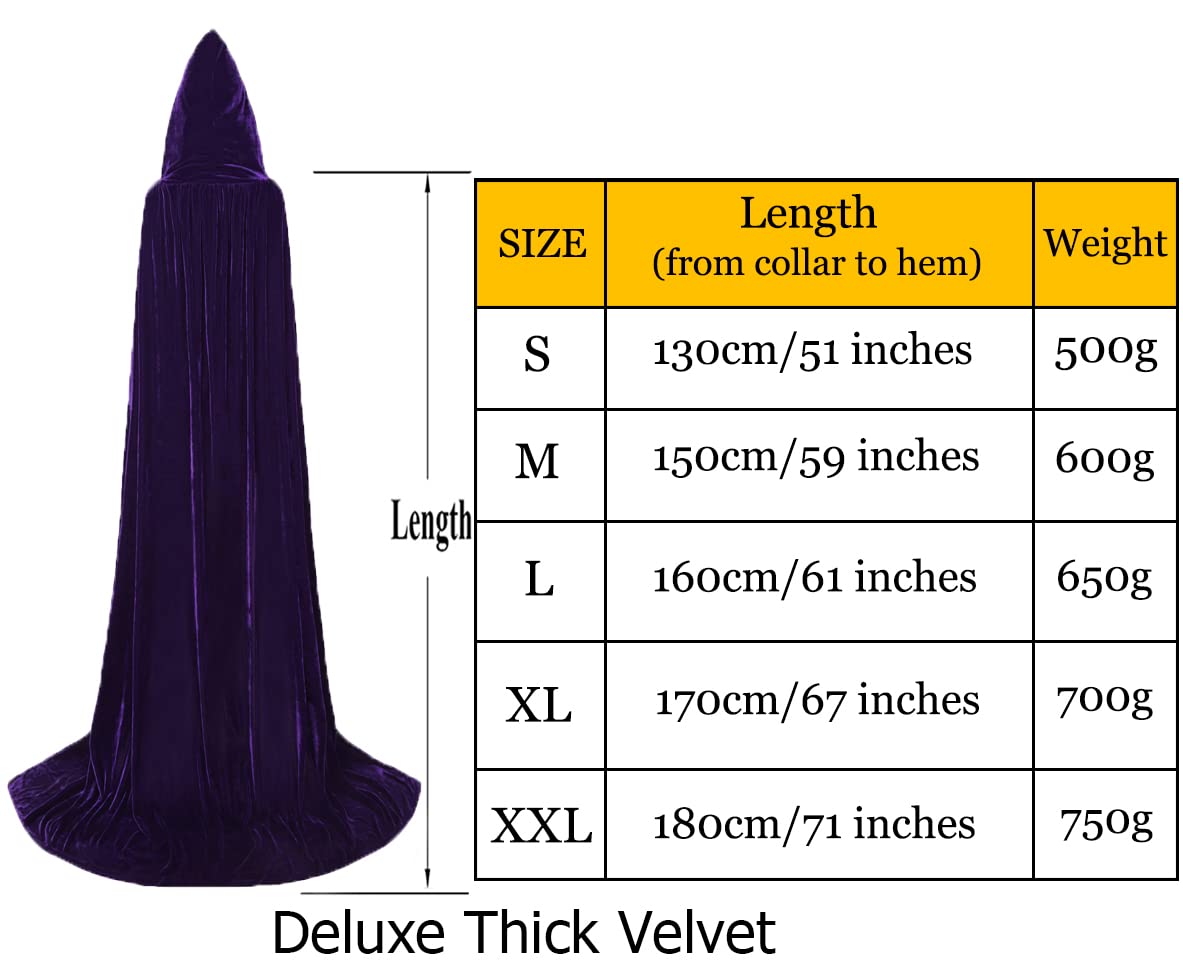ALIZIWAY Deluxe Hooded Cape Cloak Thick Velvet with Hood for Adults Men Women Cosplay Halloween Christmas: XX-Large Purple