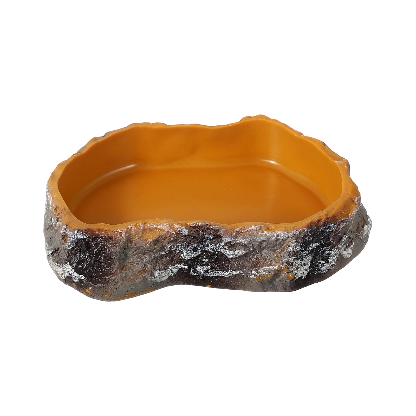 sourcing map Reptile Food Bowl, Reptile Feeding Dish Corner Bowl Water Resin Rock Worm Feeder Dish S (5.1 In, Orange), Intended for Lizards/o/Scaled Pet/Leopard o/Spiders