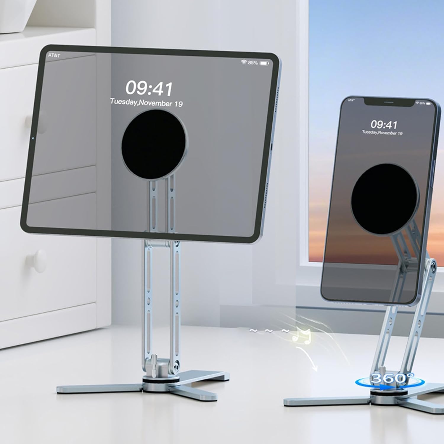 磁気電話スタンド デスク用 360度回転 折りたたみ式 携帯電話スタンド 自動車用品 写真撮影 勉強 仕事 在宅 オフィス RV ア
