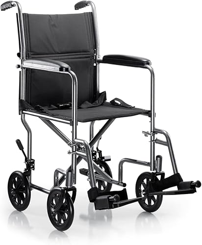 MCKESSON Drive transporte silla marco de, Plata Vena de acero 250libras. Brazos fijos, acolchado), color negro