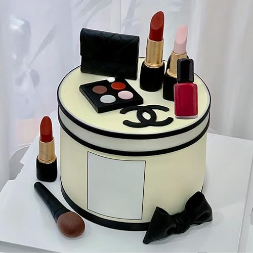 Miniatura 5 de MINFEIDMS Moldes de silicona con temática de maquillaje, moldes para fondant, para besos, labios, lápiz labial, perfume, pestañas, cepillo para