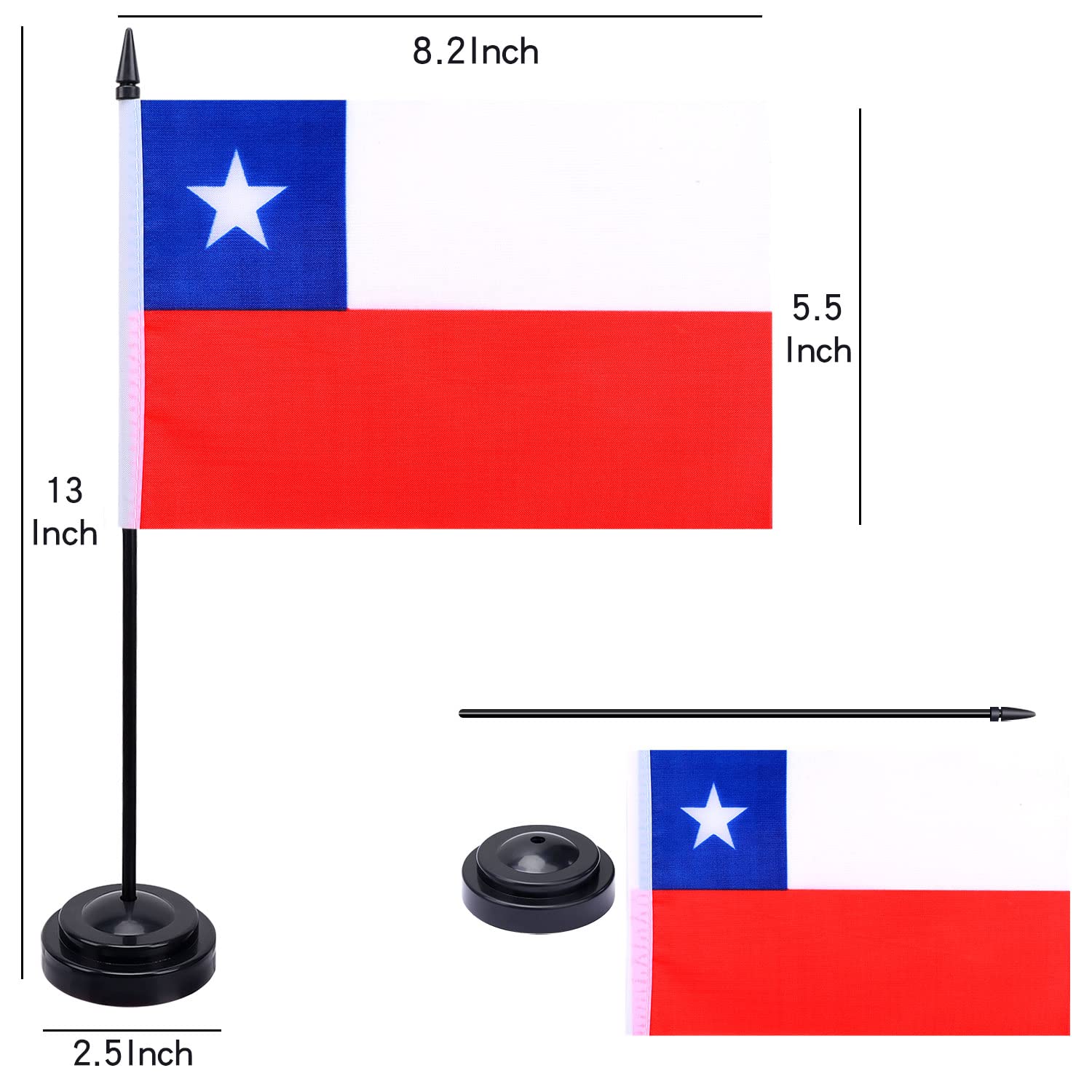 WXTWK 12 Pack Chile Flag Mini Desk Flags – Small Table Flags With Stand For Office & Party Decor