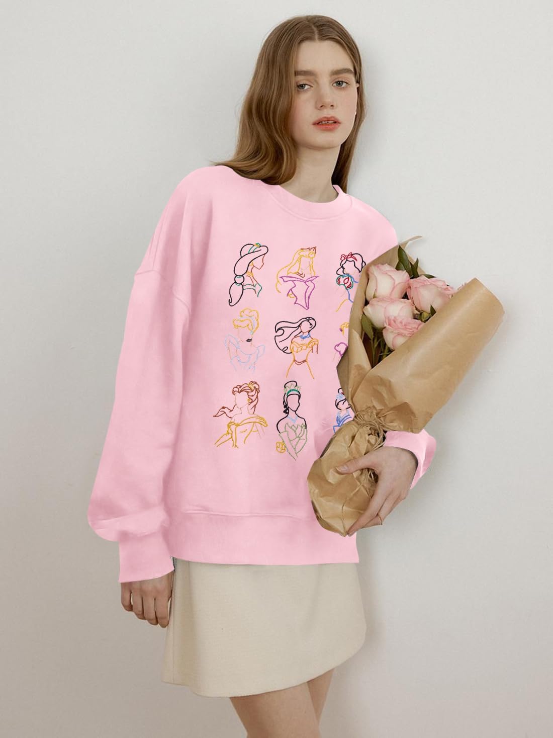 KIDDAD Magical Princess Sweatshirts for Women Cute Embroidered Long Sleeve Sweater Magic Family Vacation Pullover Top - Image 5