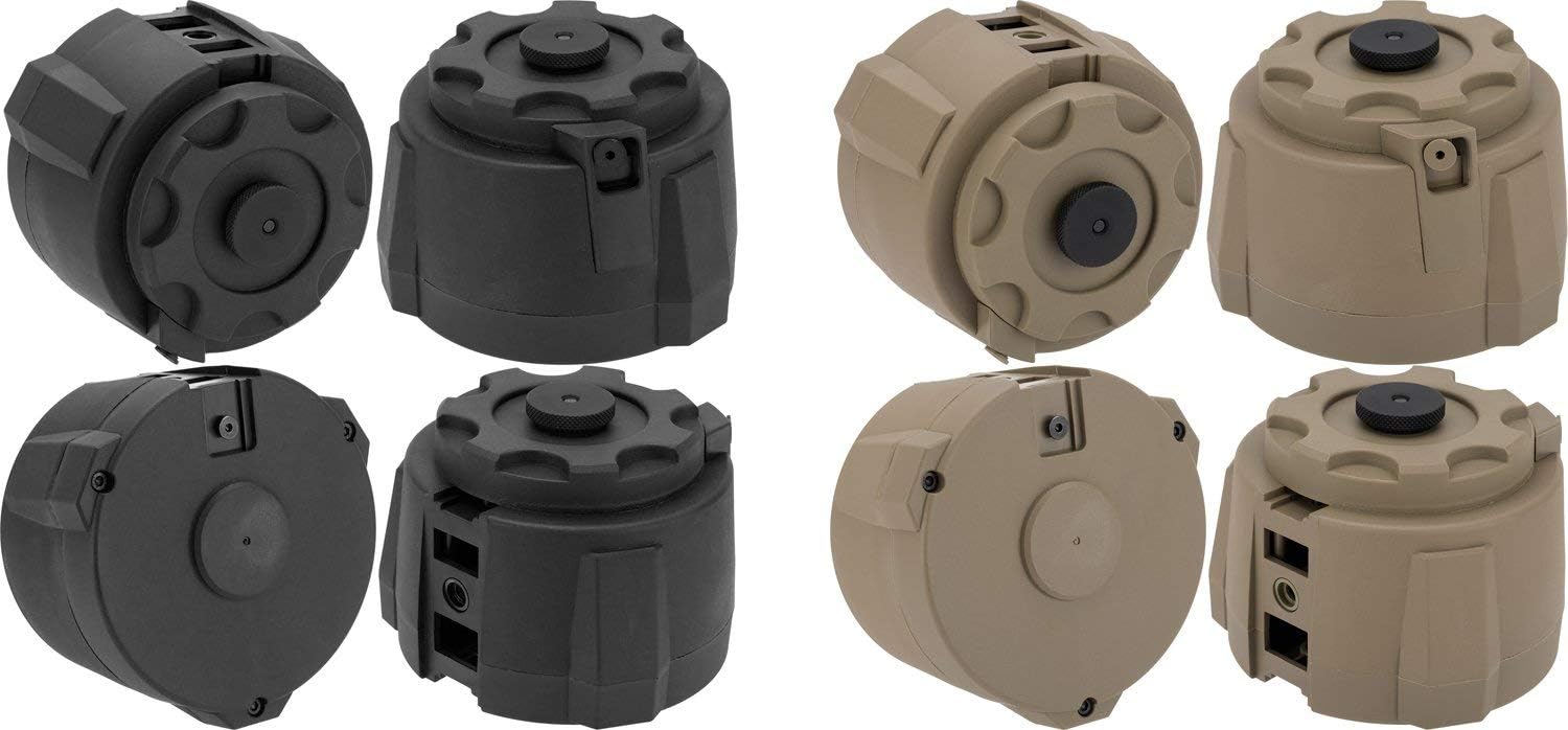 Evike Airsoft - Angel Custom 1500 Round Firestorm AEG Airsoft Drum Flashmag (Model: Bundle Set/Black)